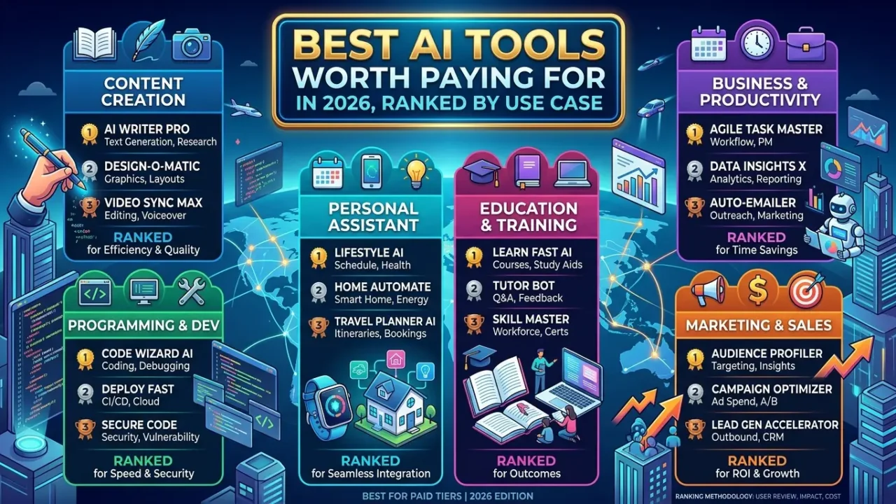 Best AI Tools Worth Paying For in 2026, Ranked by Use Case