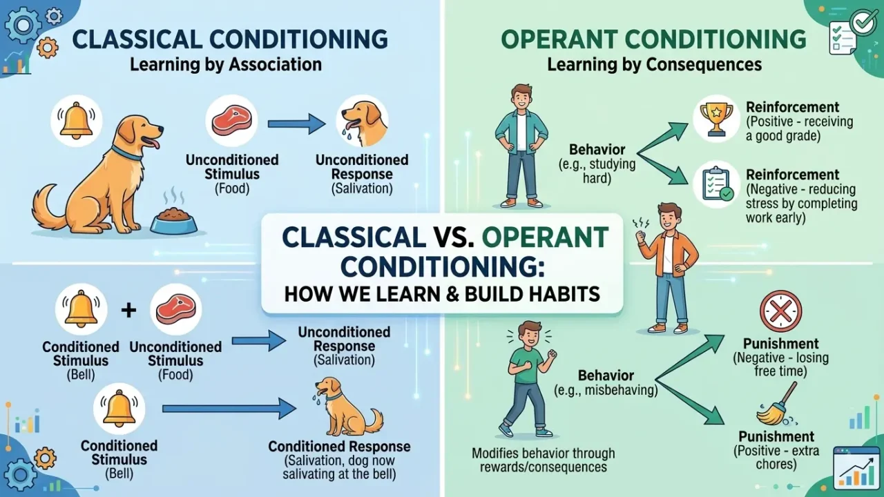 Classical vs. Operant Conditioning: How We Learn & Build Habits