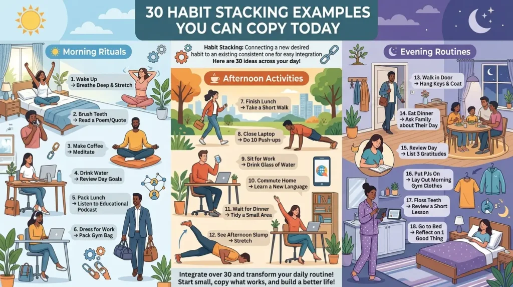 30 Habit Stacking Examples You Can Copy Today