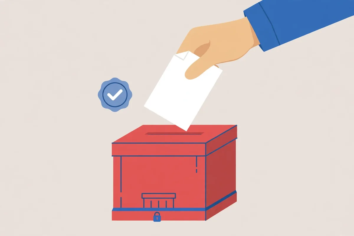 How to vote in the 2026 midterm elections - hand dropping a ballot into a ballot box